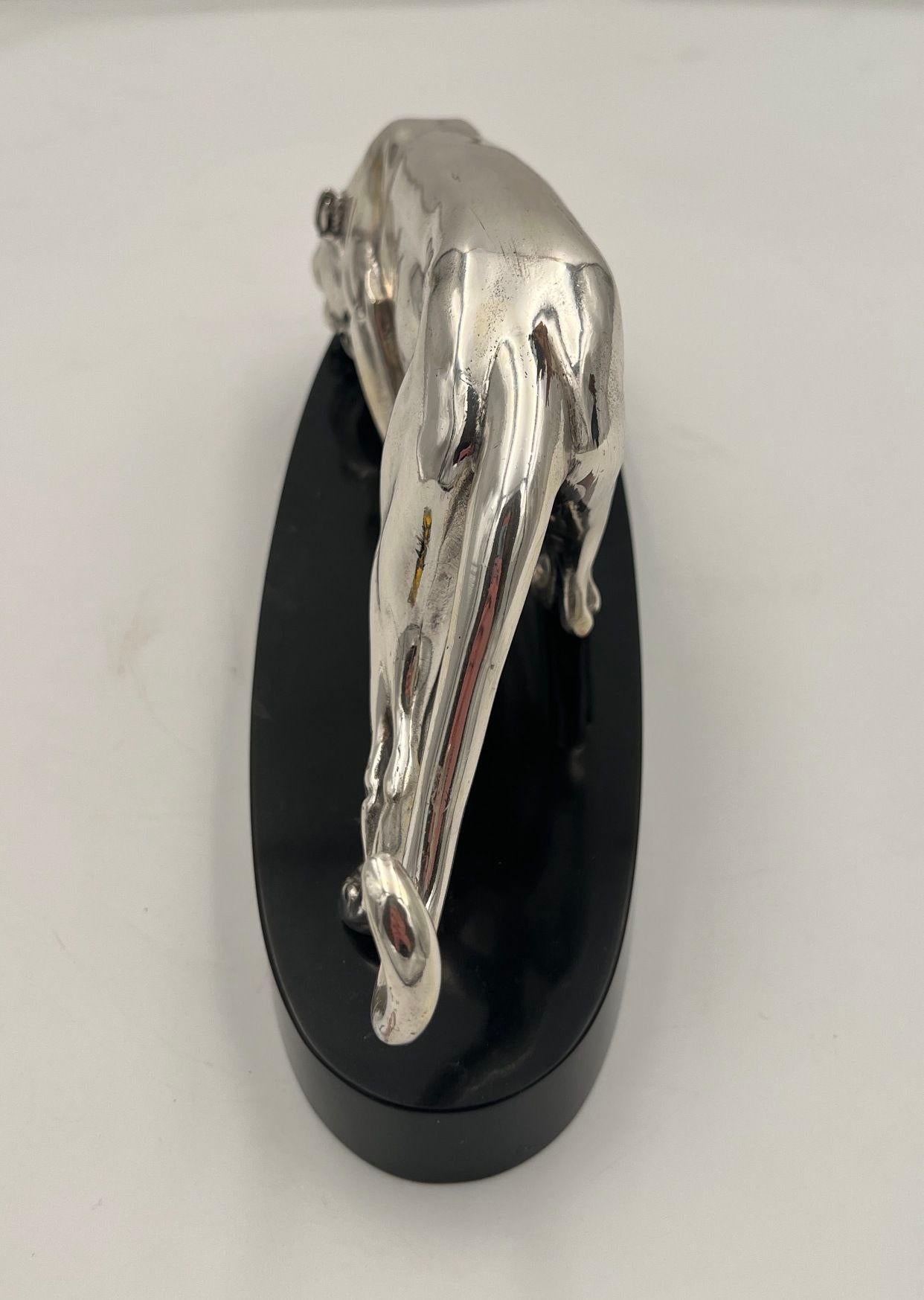 Cast Art Deco Panther Sculpture, Silver Plated, France circa 1930 For Sale