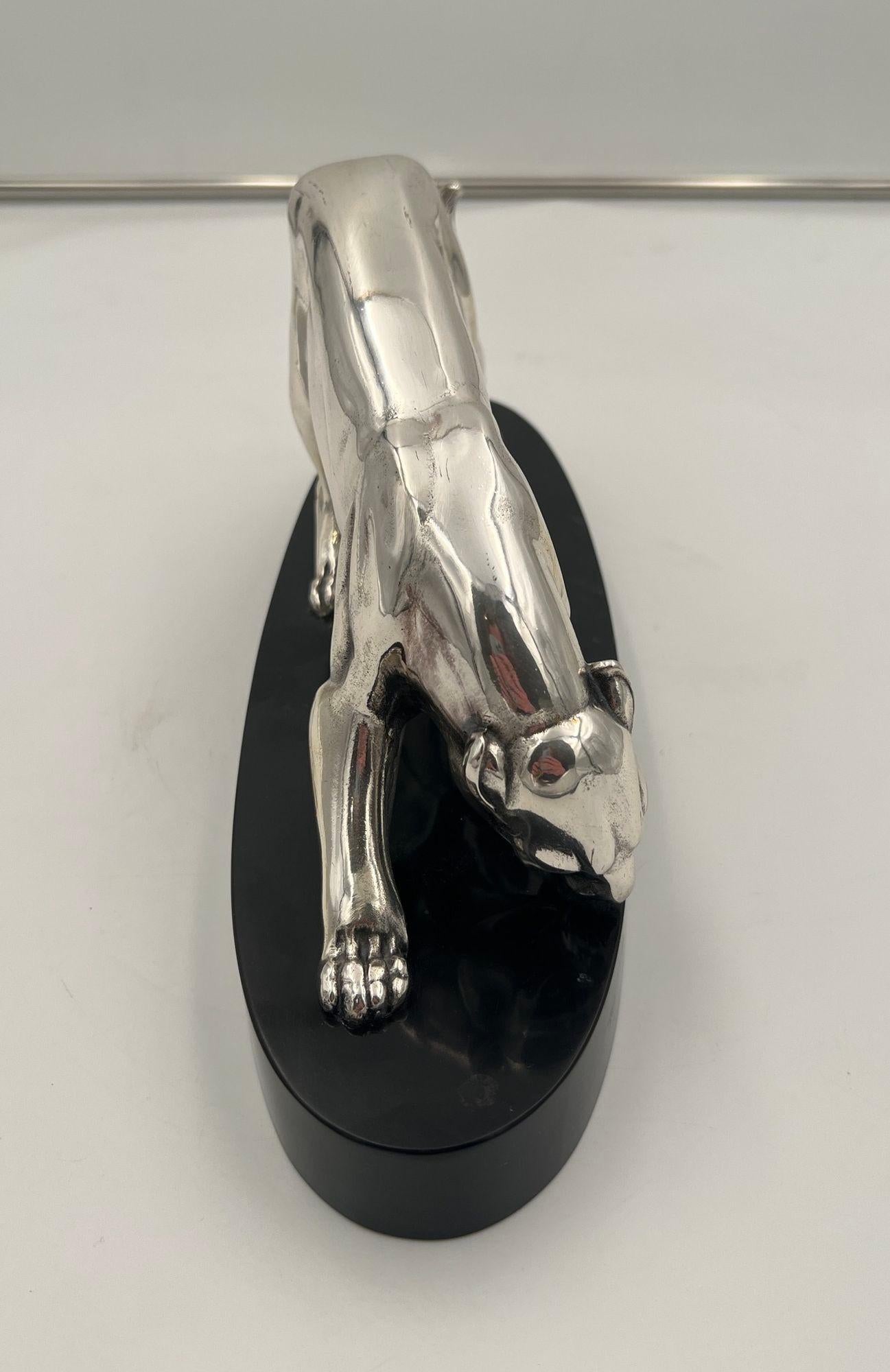 Art Deco Panther Sculpture, Silver Plated, France circa 1930 For Sale 1