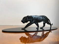 Art Deco Panther Sculpture, Solid Bronze, France circa 1930