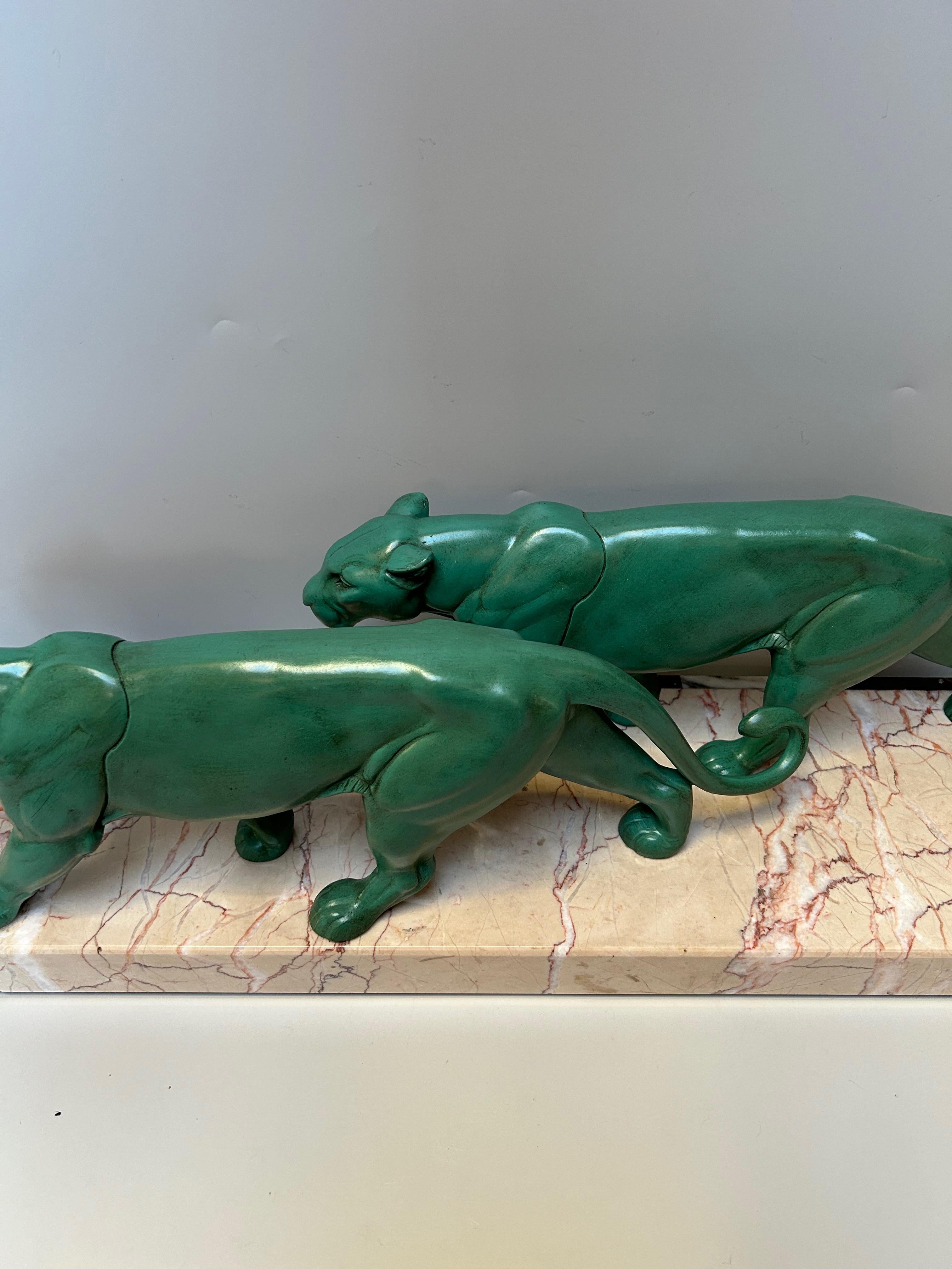Spelter Art Deco Panther signed Leducq