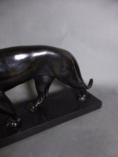 Art Deco Panther Statue Signed by Max Le Verrier, 1930s