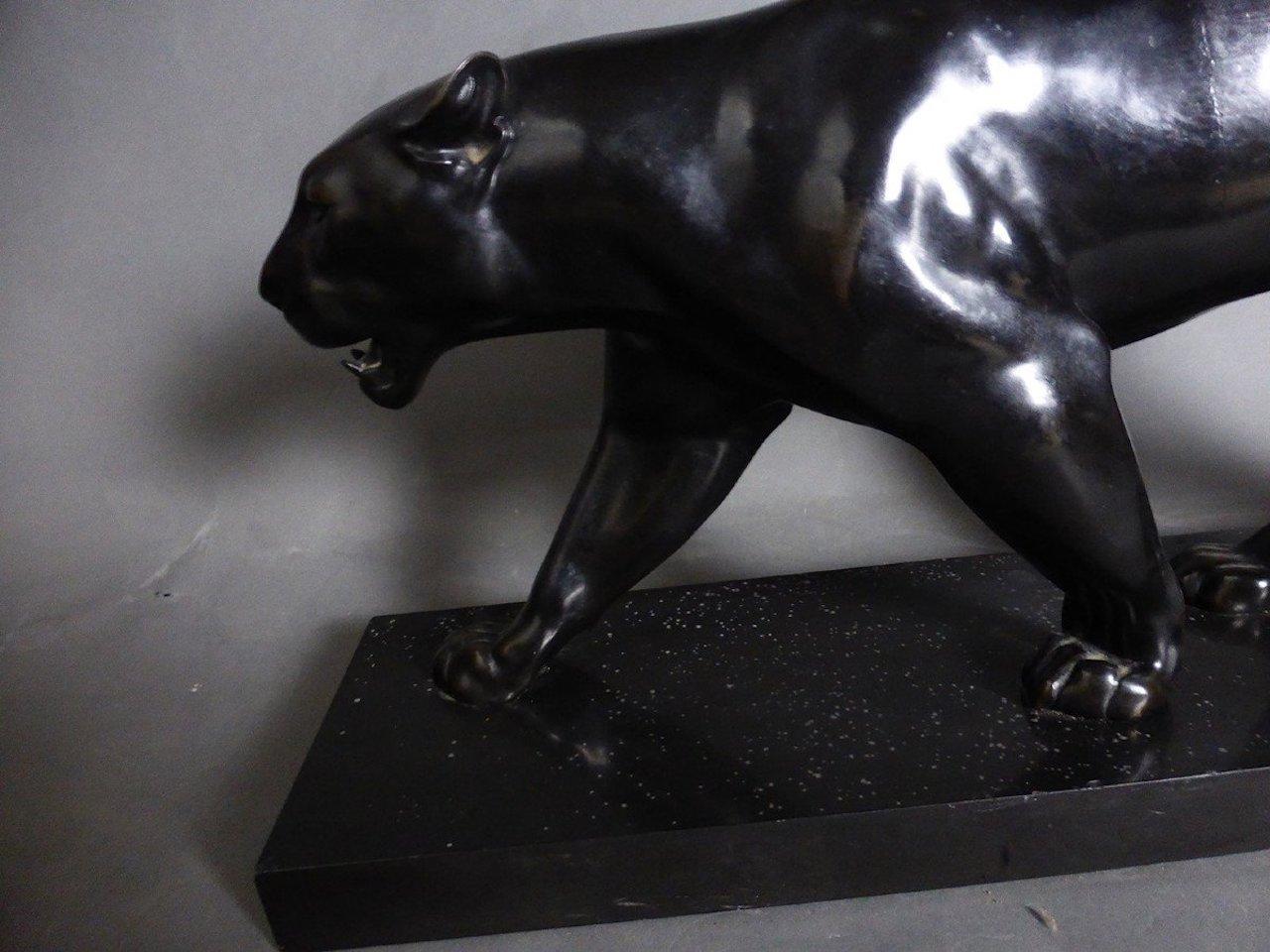 Art Deco Panther Statue Signed by Max Le Verrier, 1930s 2