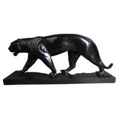 Art Deco Panther Statue Signed by Max Le Verrier, 1930s
