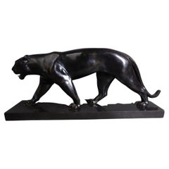 Vintage Art Deco Panther Statue Signed by Max Le Verrier, 1930s