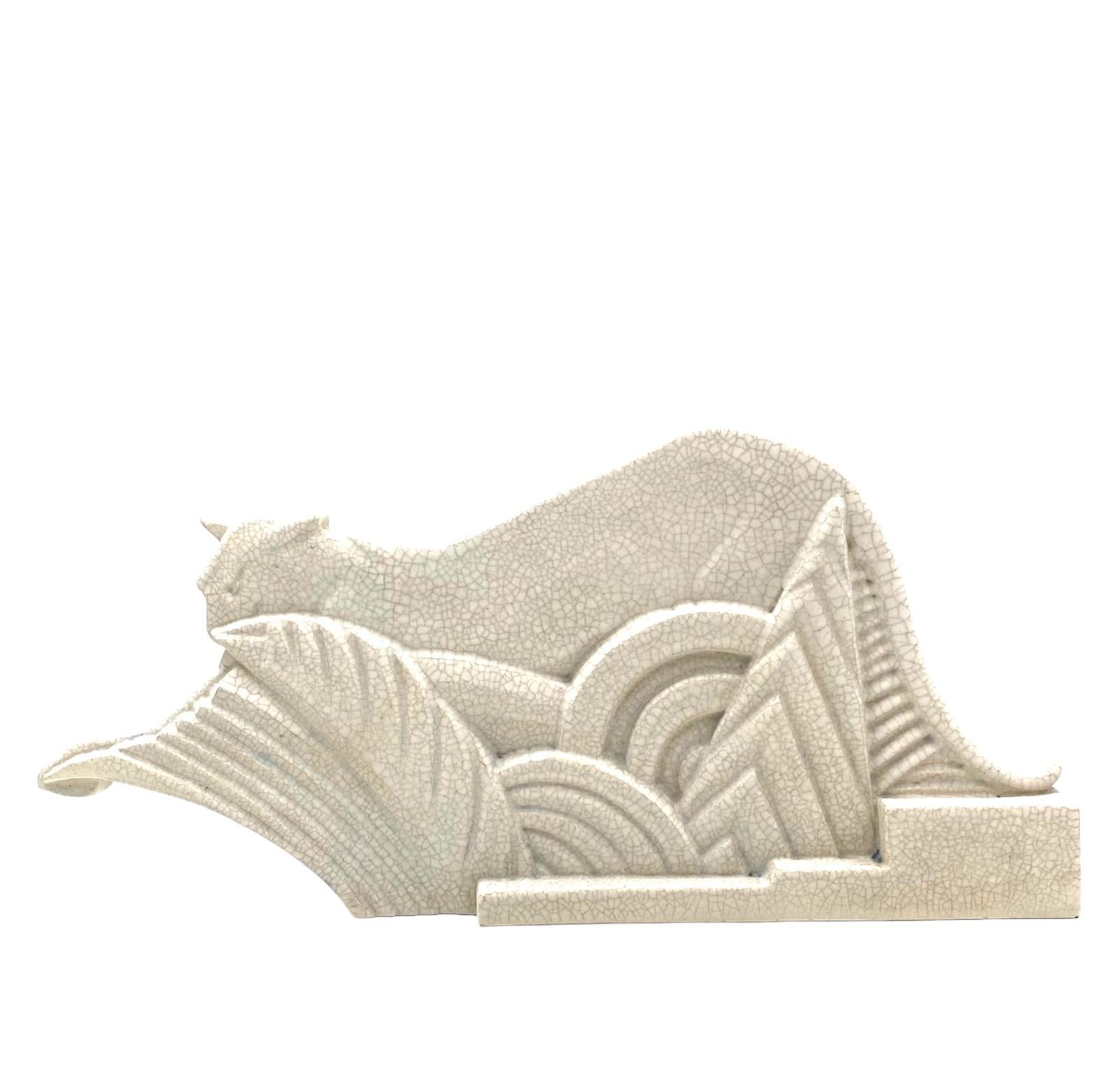 Art Deco Panthère sculpture craquelé, Primavera Paris, France ca. 1930 9