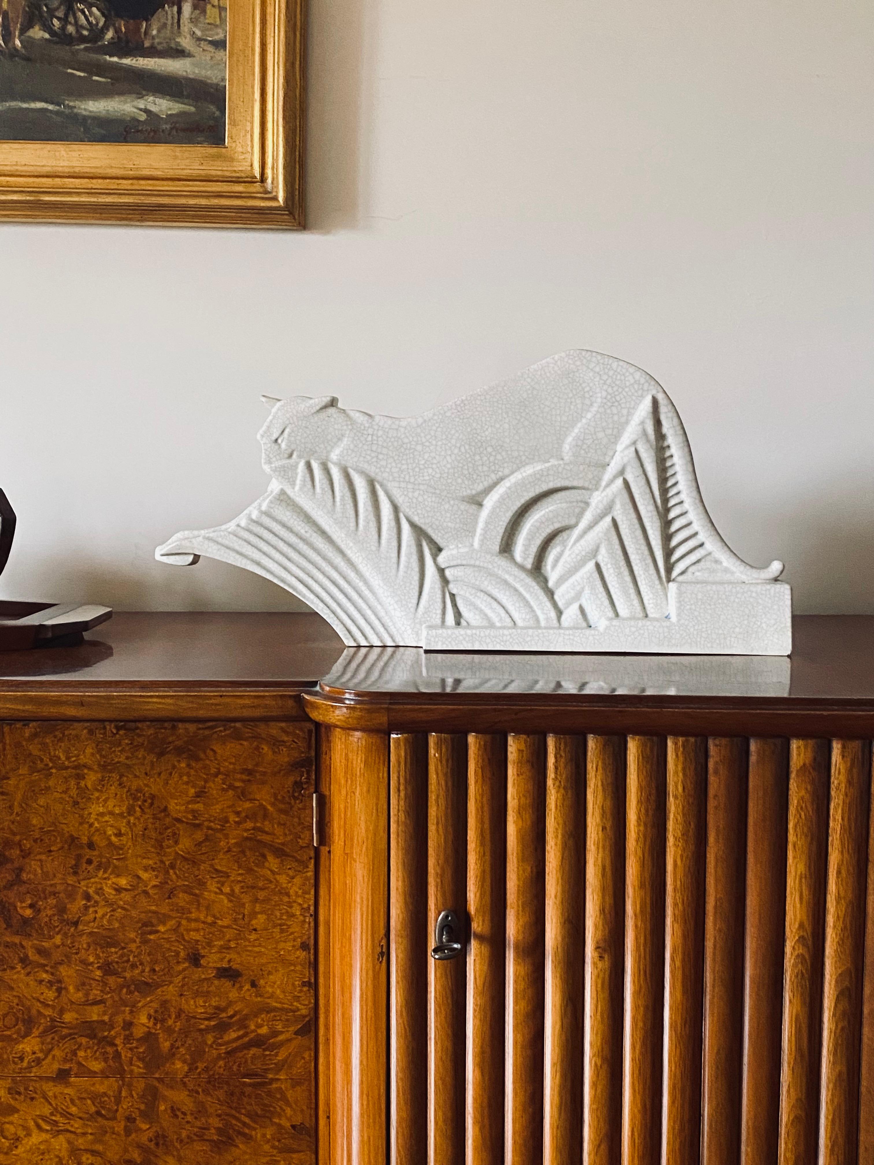 Art Deco Panthère sculpture craquelé, Primavera Paris, France ca. 1930 12
