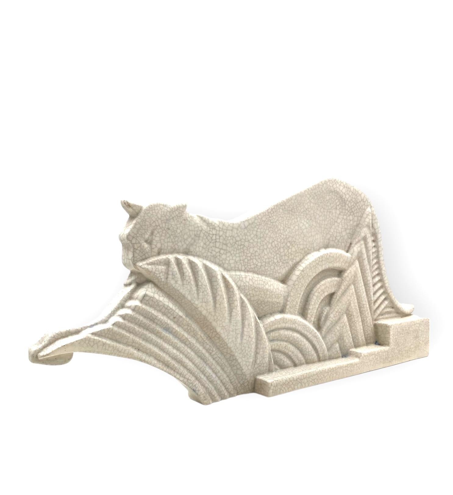 Art Deco Panthère sculpture craquelé, Primavera Paris, France ca. 1930 In Good Condition In Firenze, IT