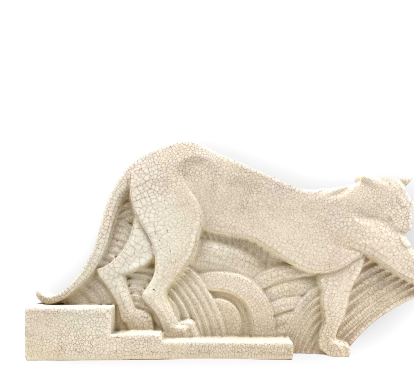 Art Deco Panthère sculpture craquelé, Primavera Paris, France ca. 1930 1