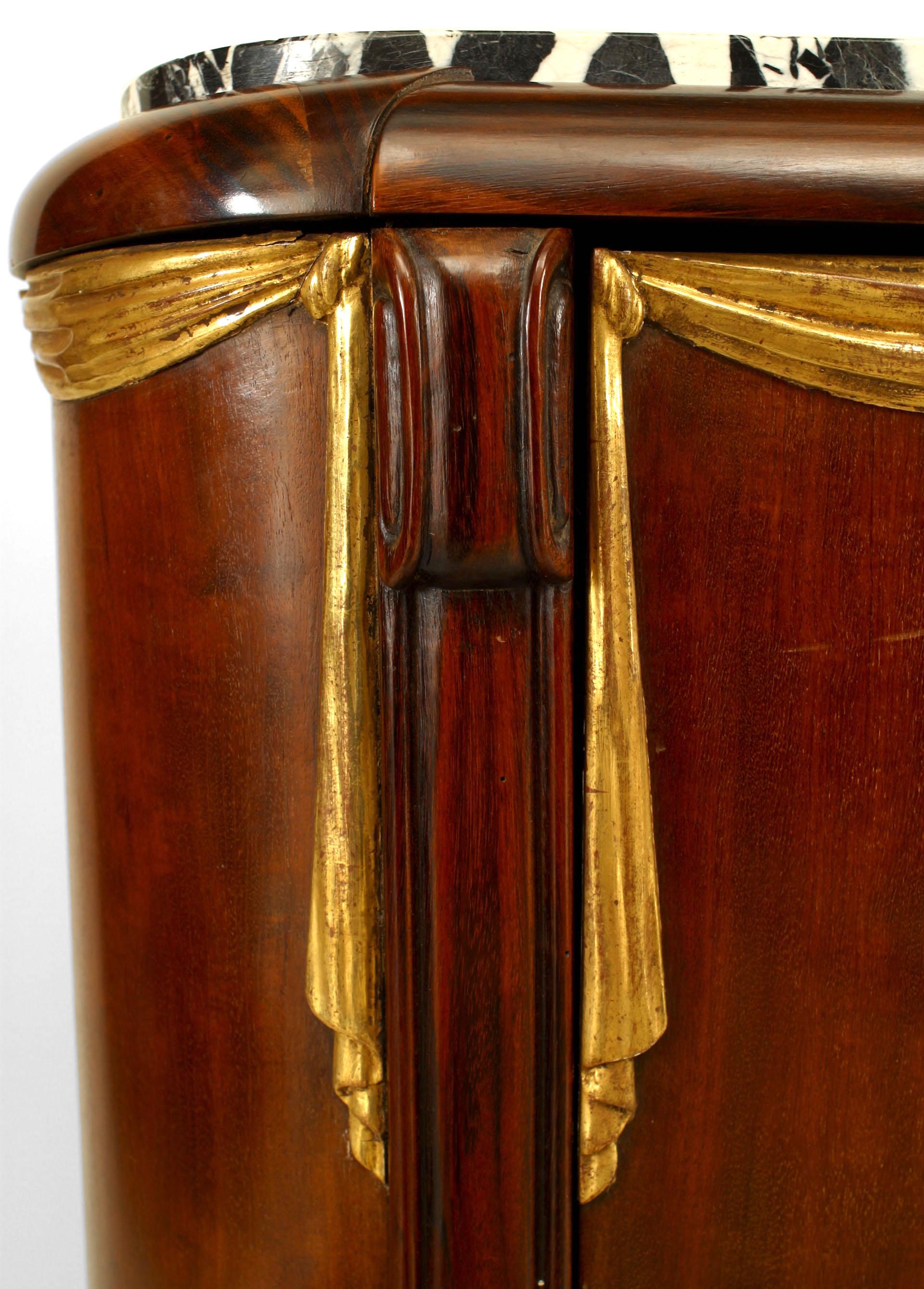 Mogano Commode francese Art Deco Dufrene in mogano e marmo in vendita