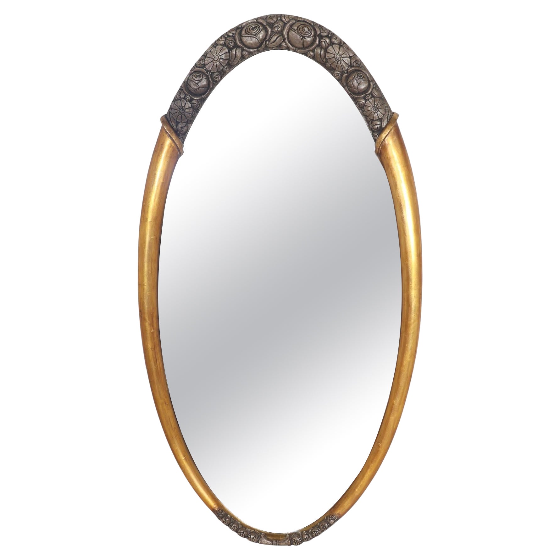 Art Deco Parcela Espejo Oval Dorado De Sue et Mare 1925
