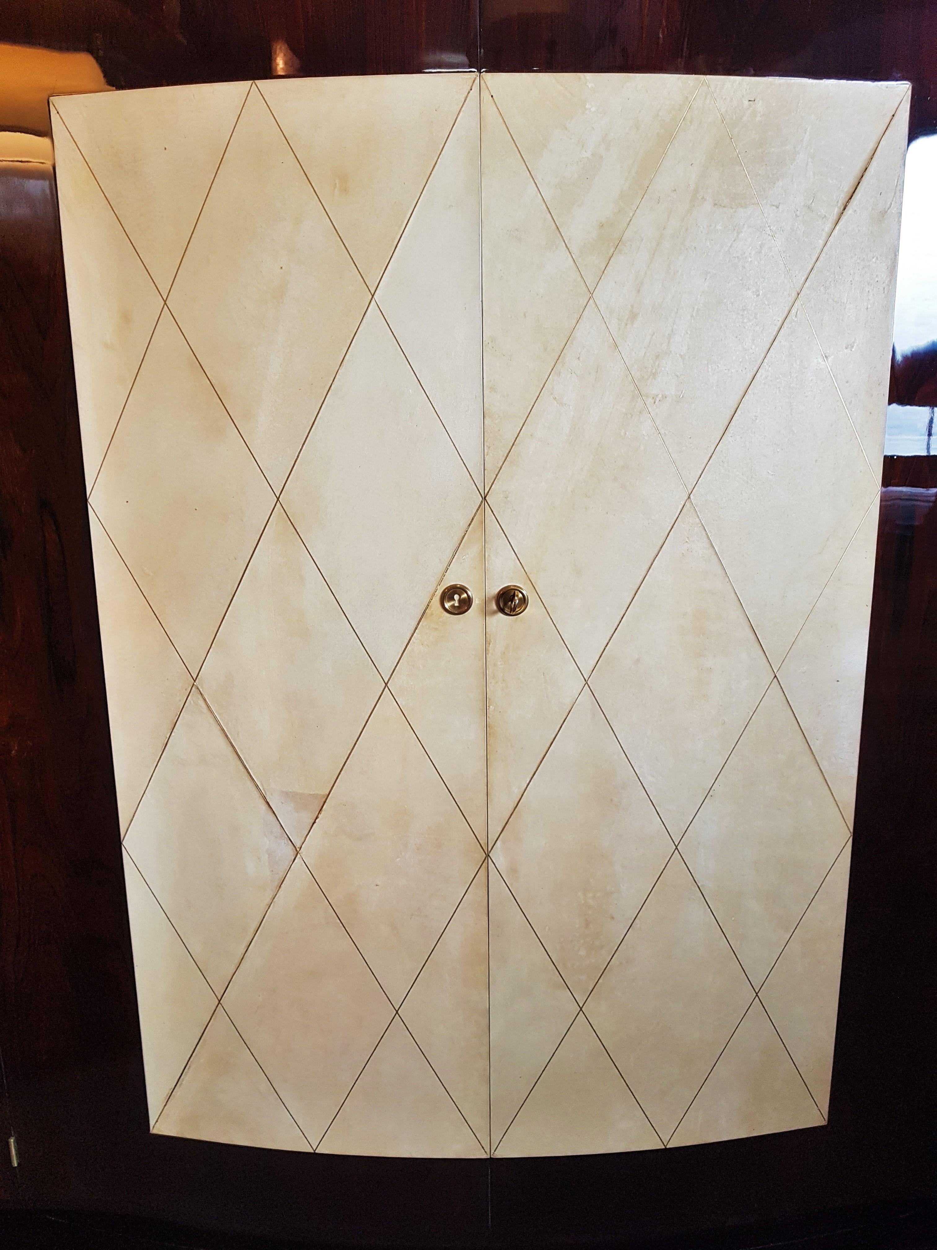 Art Deco Parchment Armoir Wardrobe Style Pascaud, France, 1935 For Sale 11