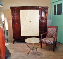Art Deco Parchment Armoir Wardrobe Style Pascaud, France, 1935