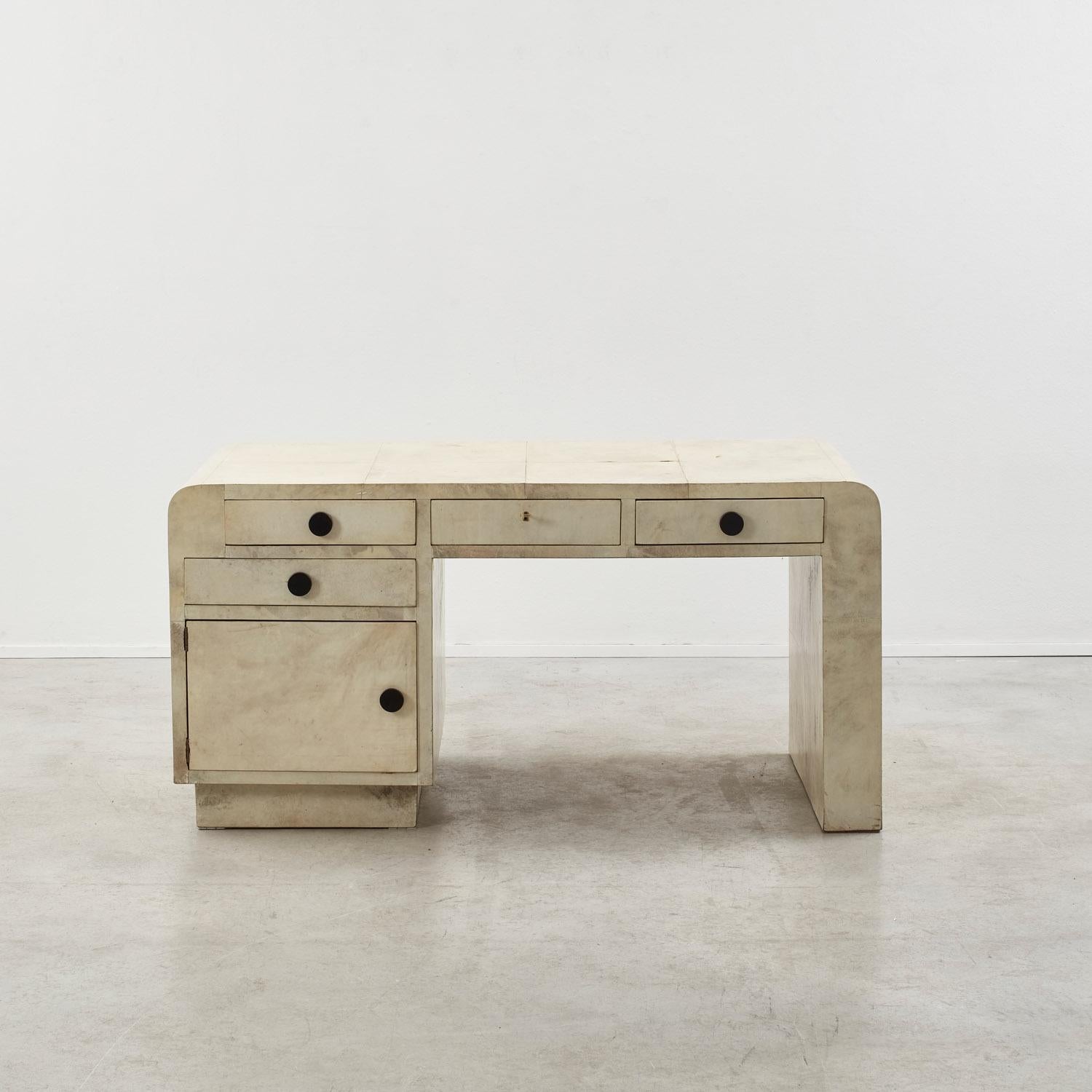 Italian Art Deco parchment desk - Italy, 1920s For Sale