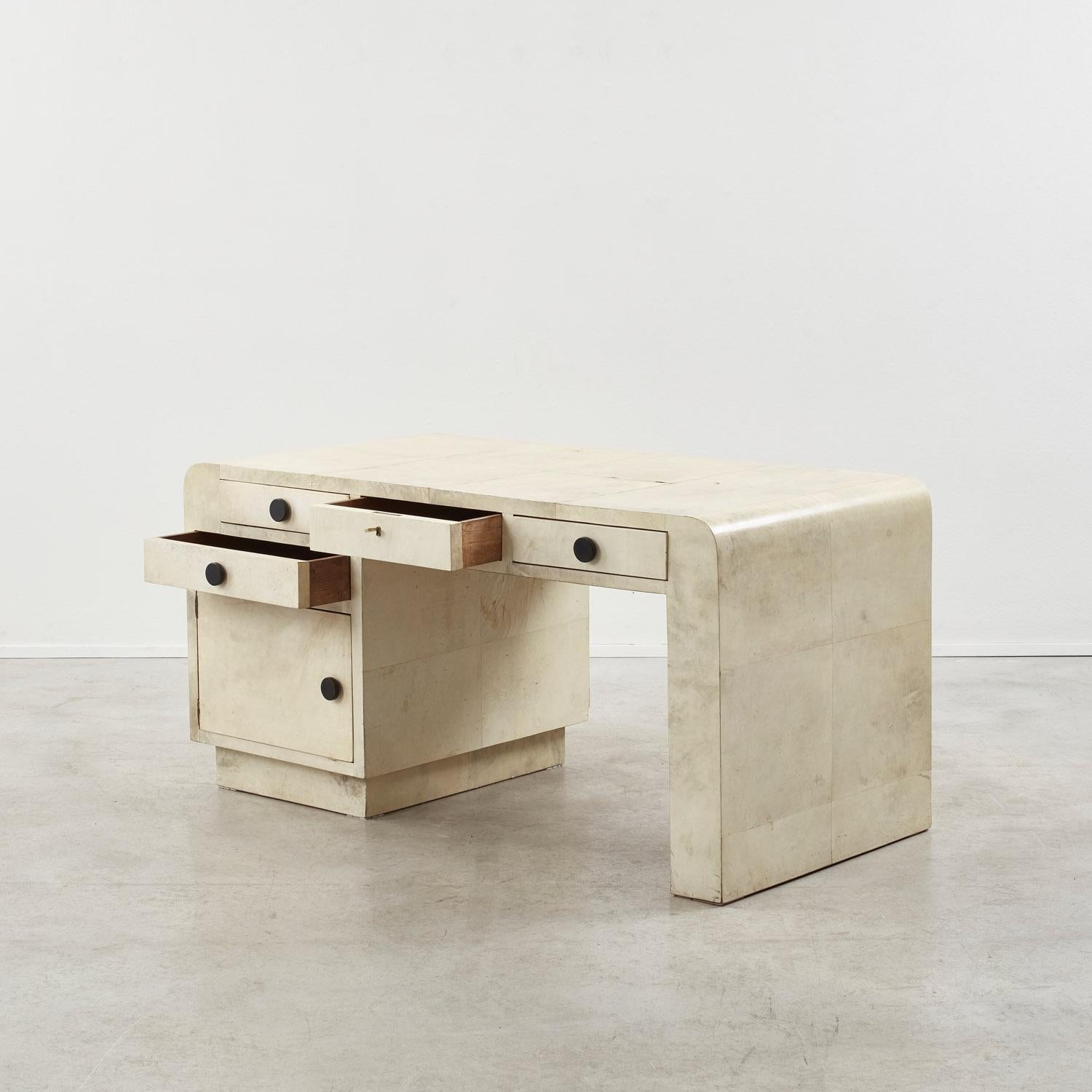 Early 20th Century Art Deco parchment desk - Italy, 1920s For Sale