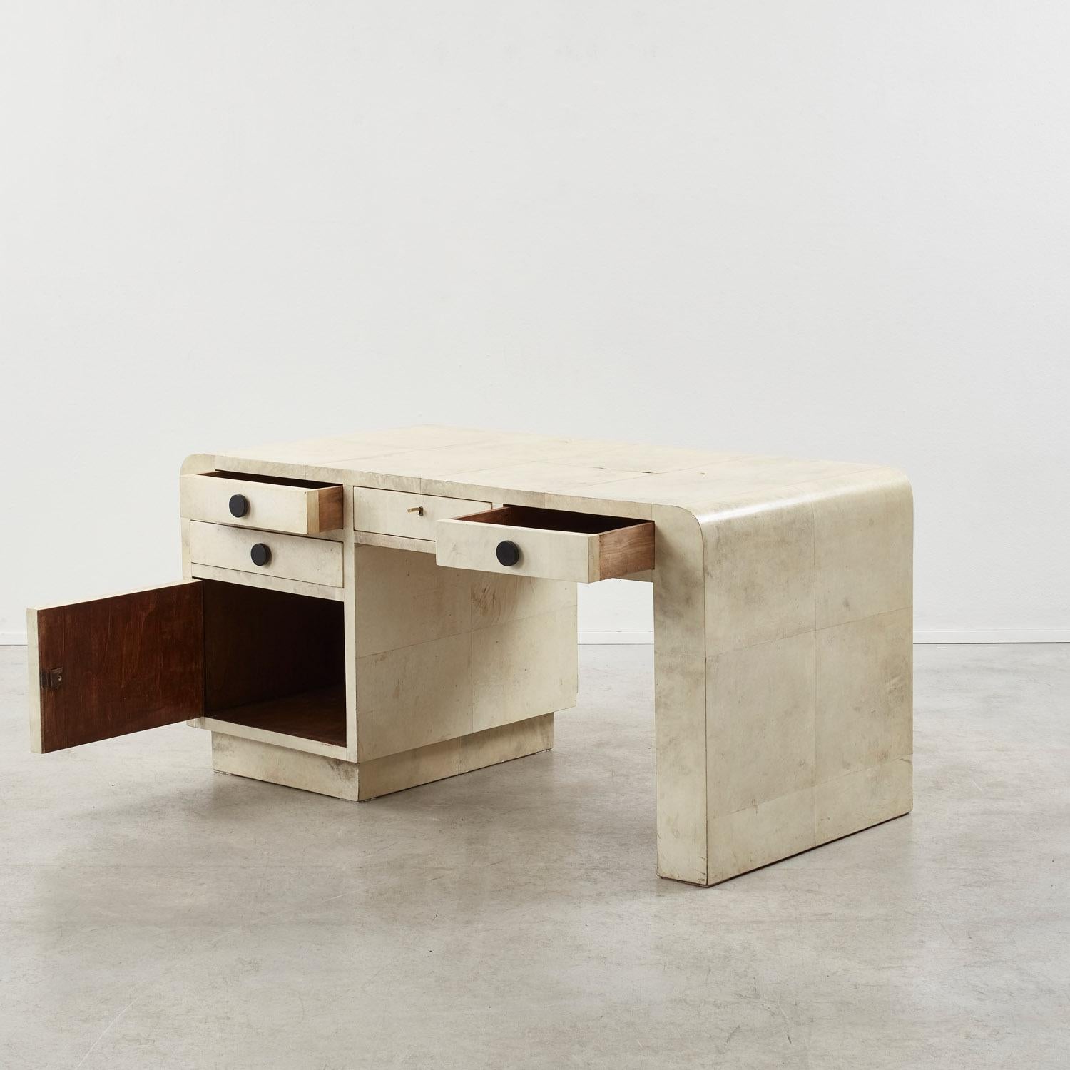 Parchment Paper Art Deco parchment desk - Italy, 1920s For Sale