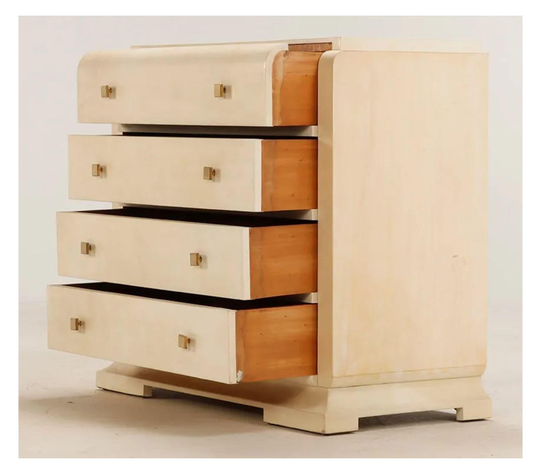 Art Deco Parchment Dresser in the manner of Samuel Marx, circa 1940s In Good Condition In Chicago, IL