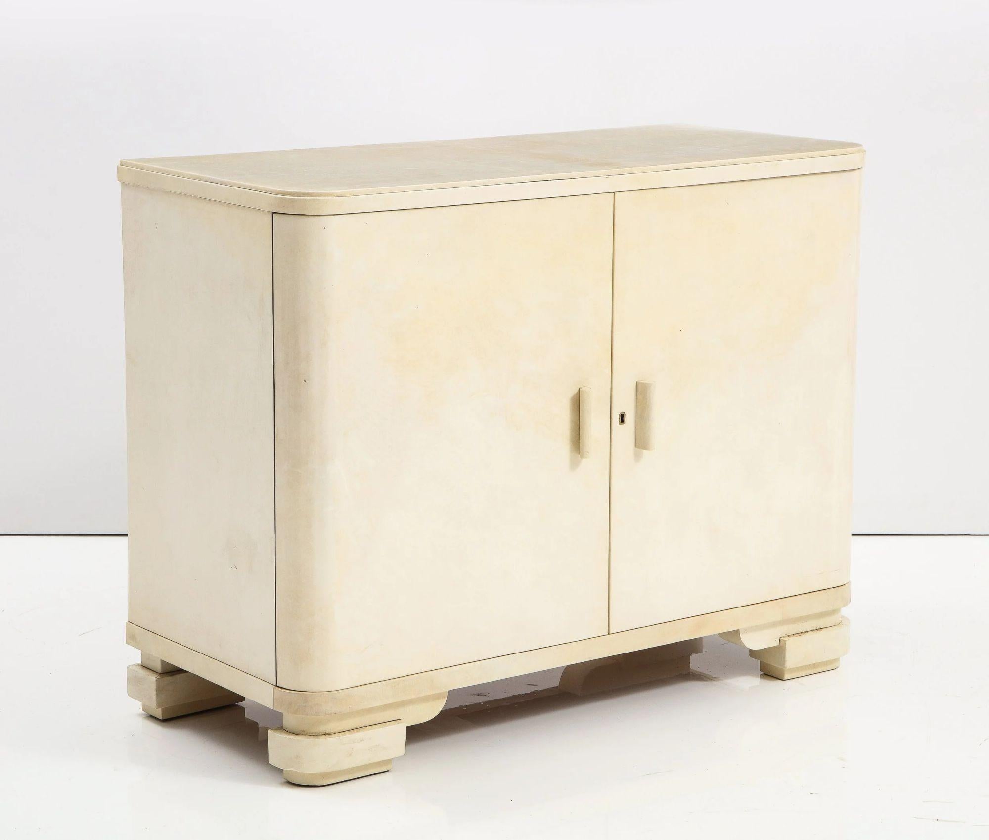 Art Deco Parchment Fitted Four Drawer Chest Signed N.E. Corengia For Sale 3