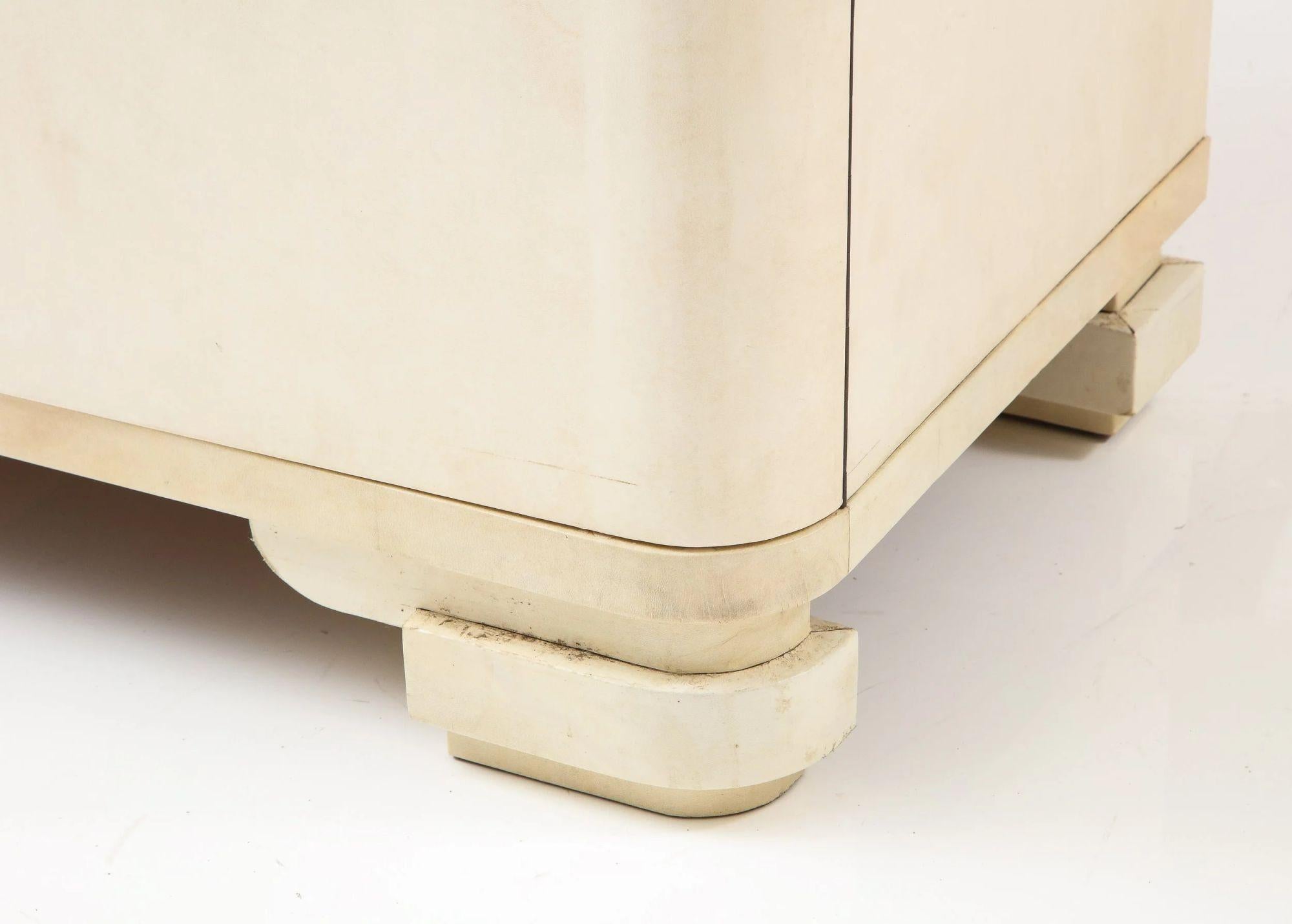 Art Deco Parchment Fitted Four Drawer Chest Signed N.E. Corengia For Sale 7