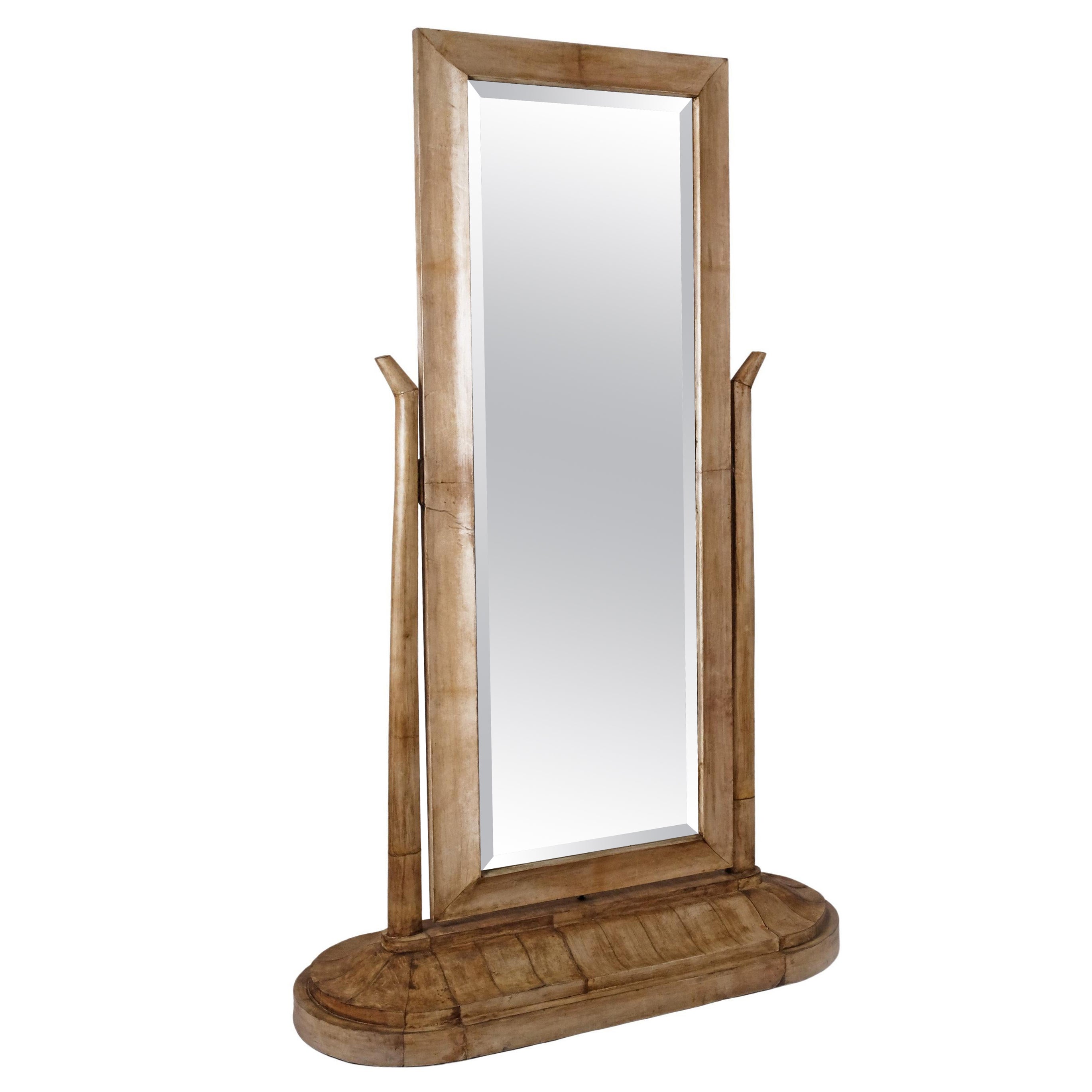 Specchio a piantana in pergamena Art Deco Mirror
