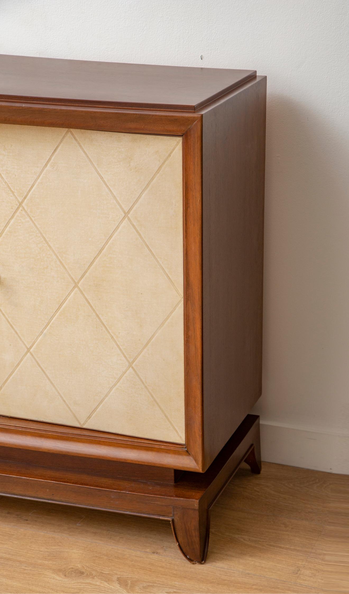 Art Deco Parchment Front Cabinet, by Jean Pascaud France, 1935 3