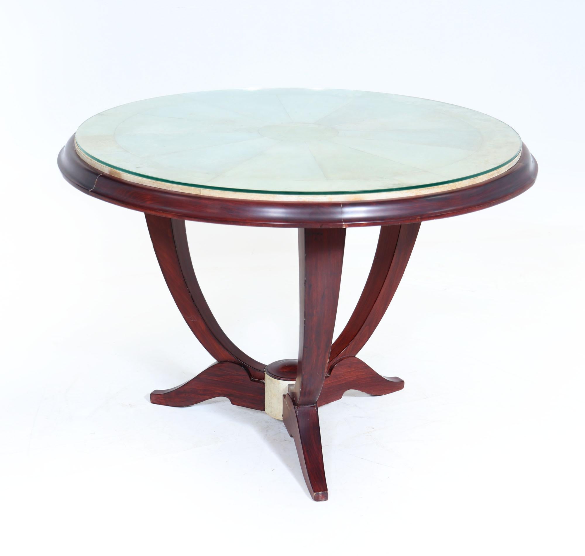 Art déco Table basse Art Déco à plateau en parchemin en vente