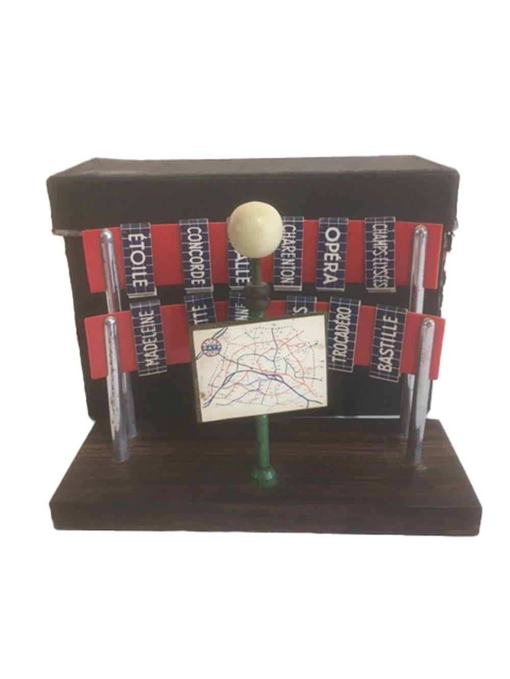 French Art Deco, Paris Metro Theme, Drinks Markers and Stand with Map of Paris Metro
