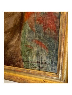 Art Deco Paris Porträt Ölgemälde eines Flapper in einem Pelzmantel, 1920er Jahre