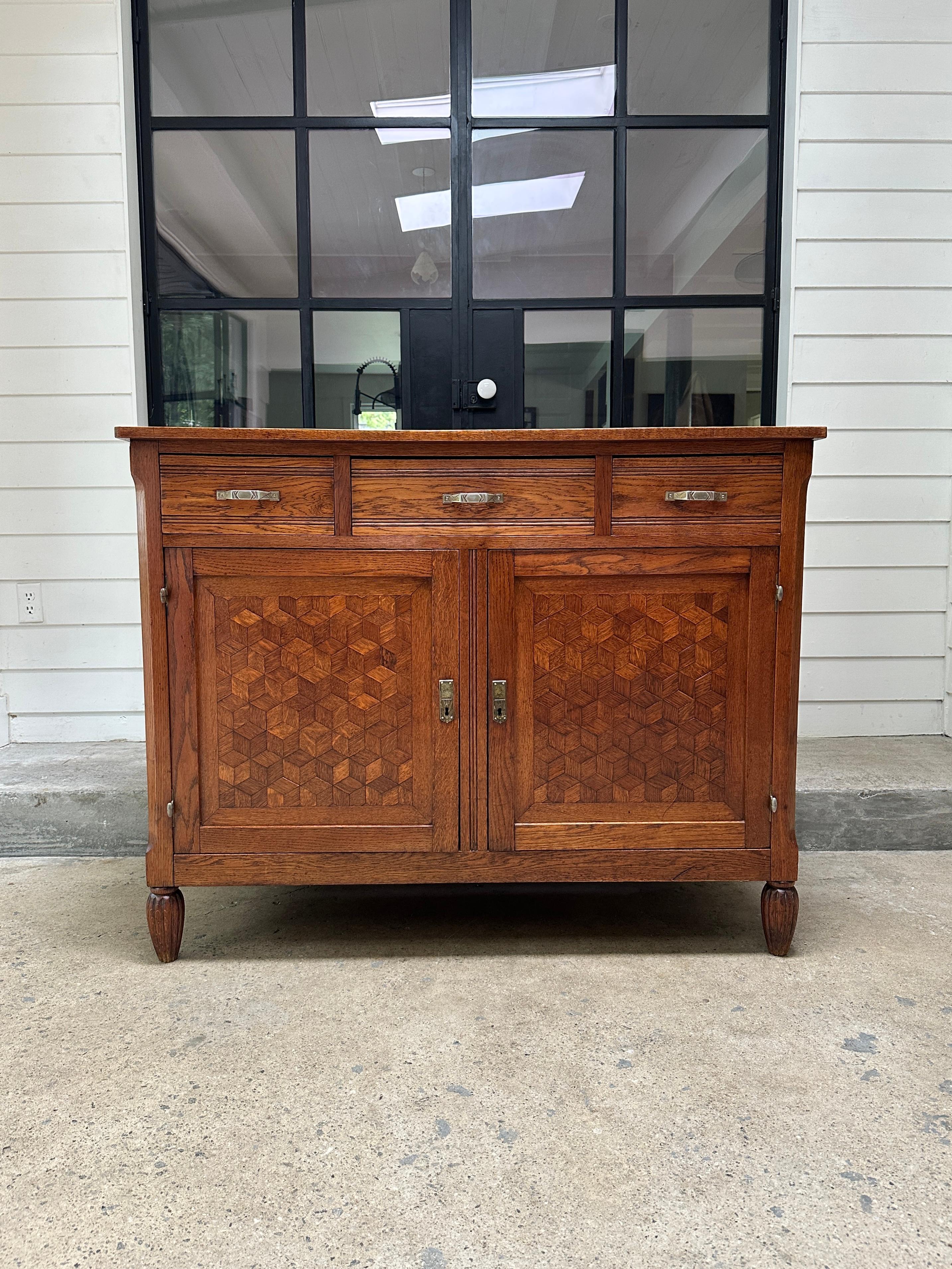Art-Deco-Parkett-Würfel-Buffet/Sideboard (Art déco) im Angebot