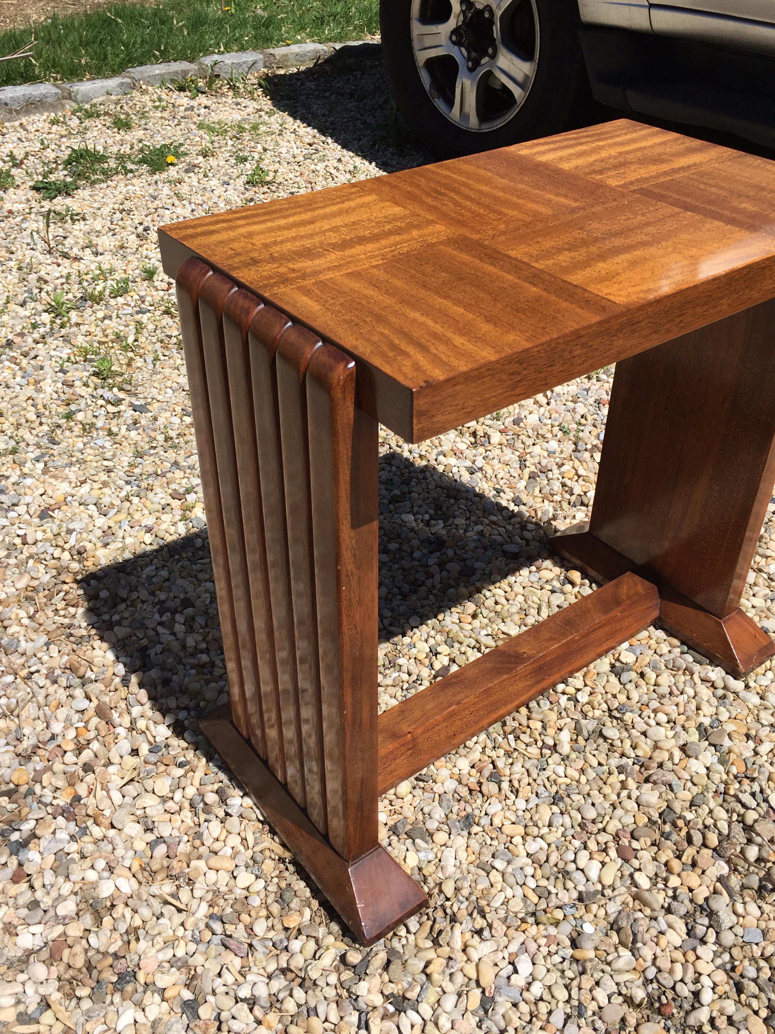 Art Deco Parquet Top End Table In Good Condition In Southampton, NY