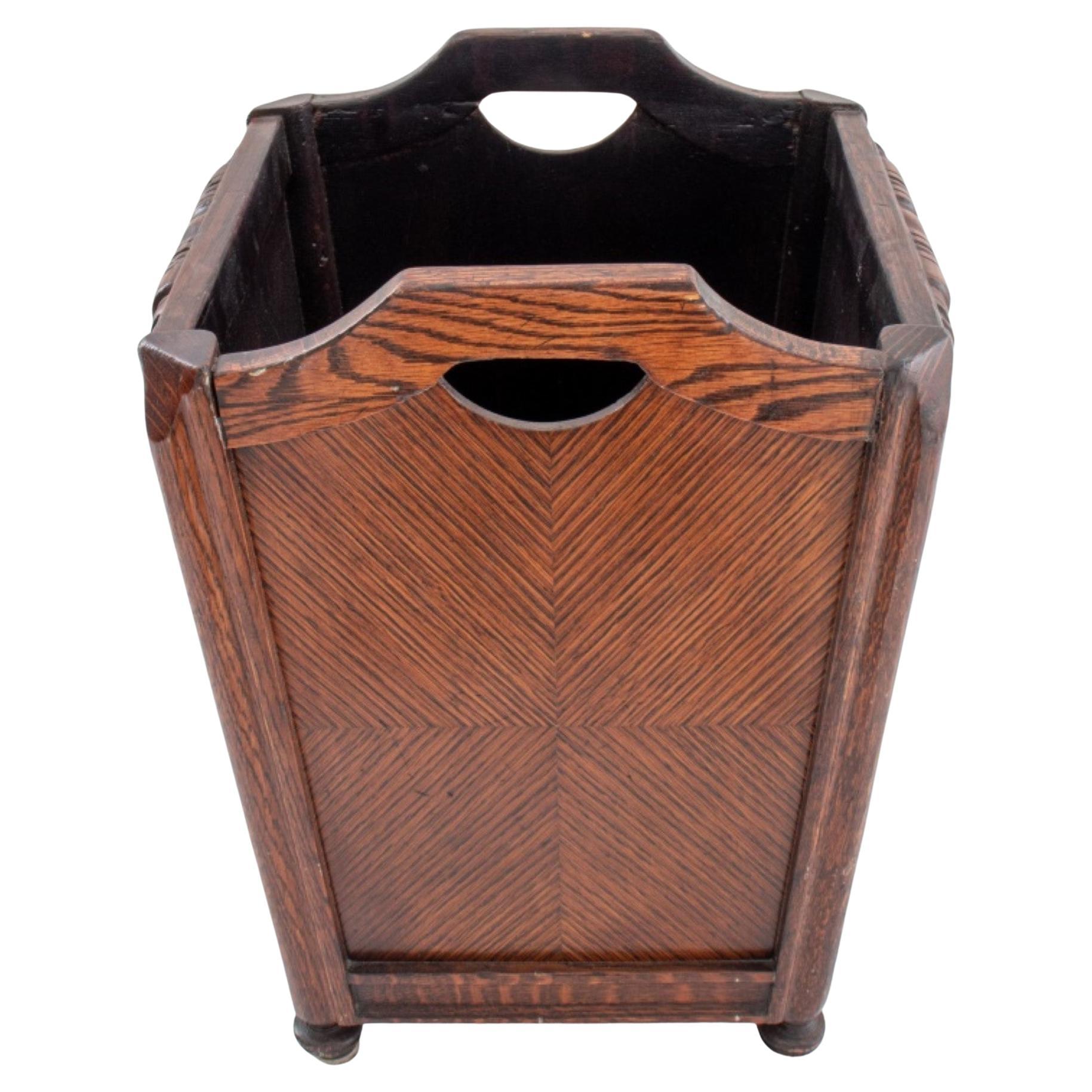 Art Deco Parquetry Oak Wastepaper Basket For Sale