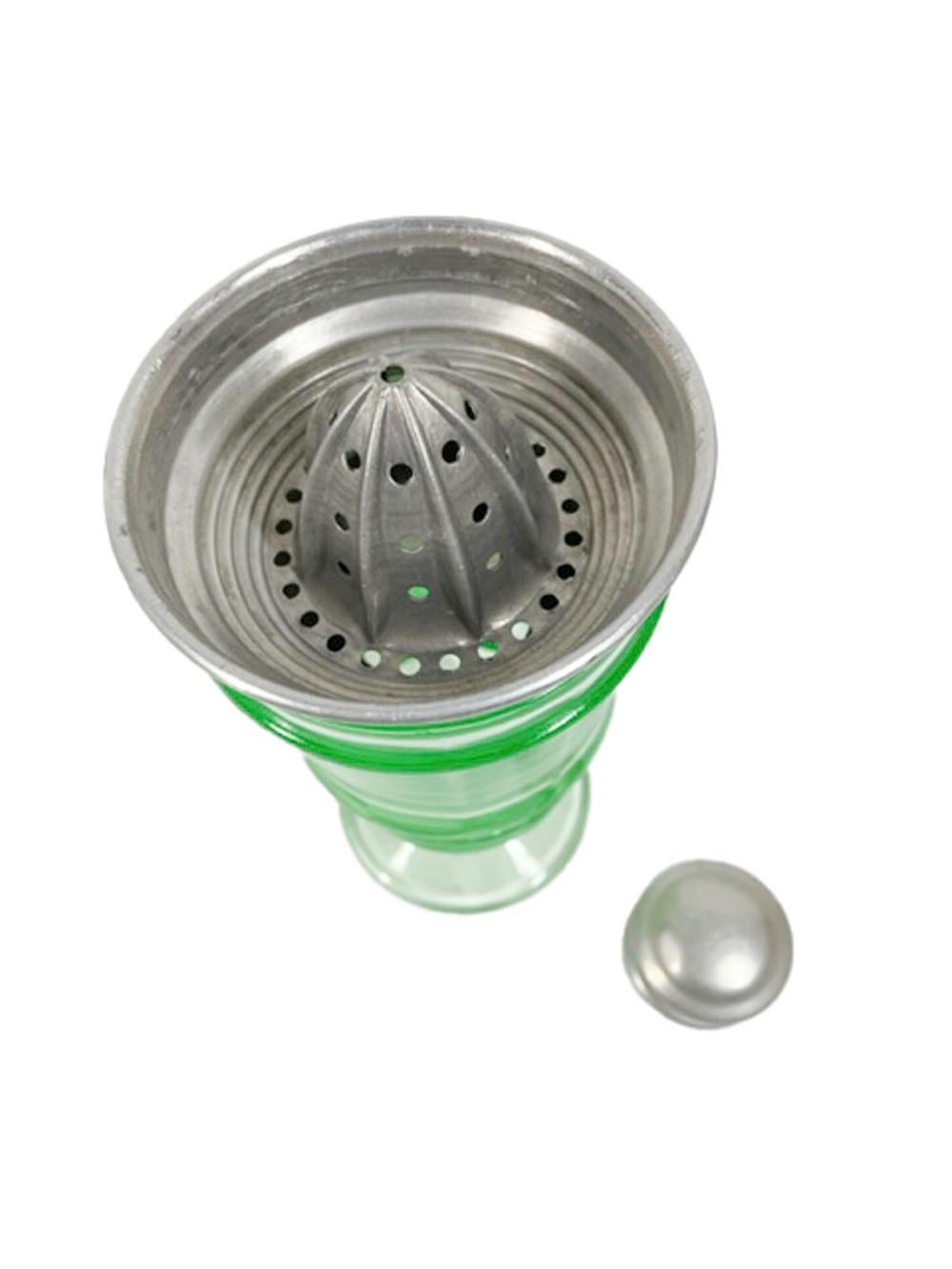 Art Deco, Party Line Cocktail Shaker by Paden City Glass with Built-in Reamer In Good Condition In Nantucket, MA