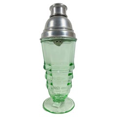 Antique Art Deco, Party Line Cocktail Shaker by Paden City Glass with Built-in Reamer