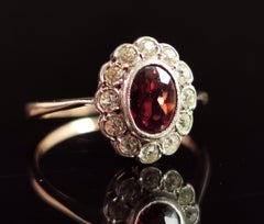 Art Deco Paste Cluster Ring, 9k Yellow Gold and Silver