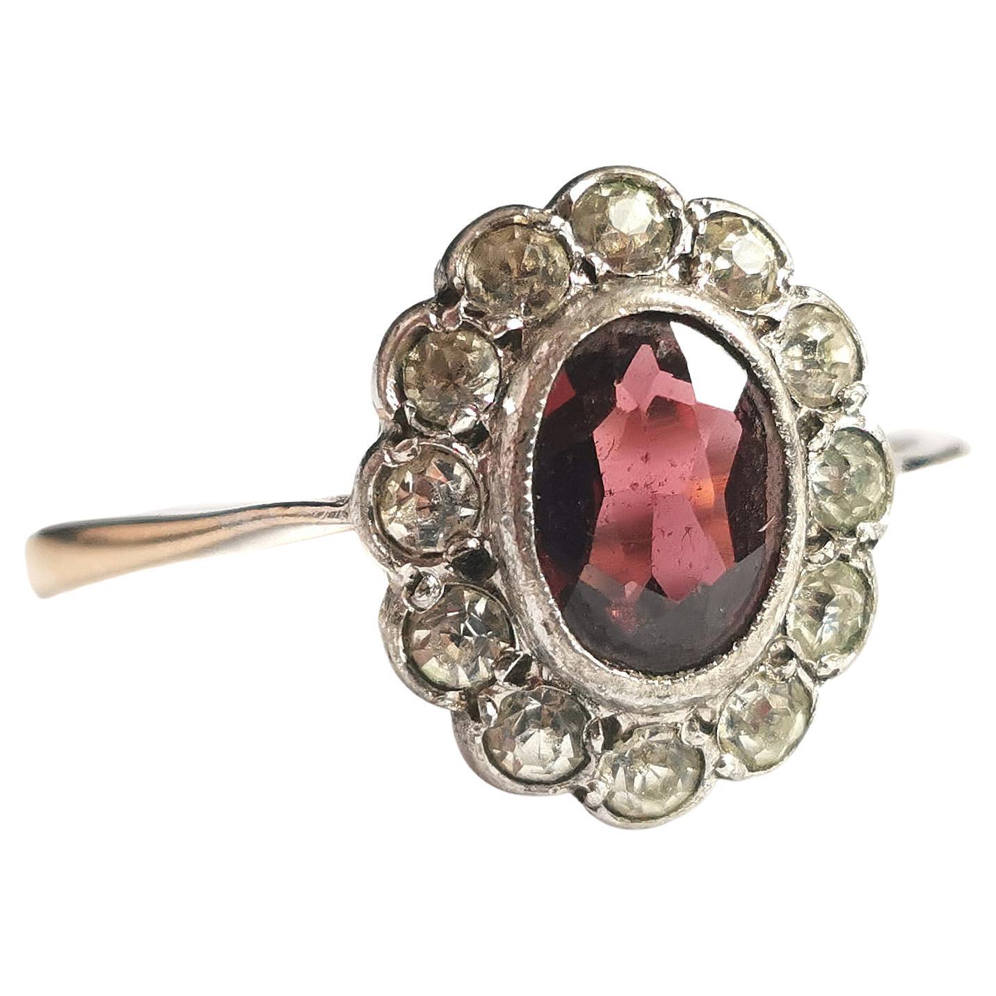 Antique Art Deco Paste 10 Karat Gold Fritz Rossier Cluster Ring For