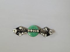 Art Deco Paste Peking Glass Silver Brooch
