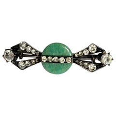 Art Deco Paste Peking Glass Silver Brooch