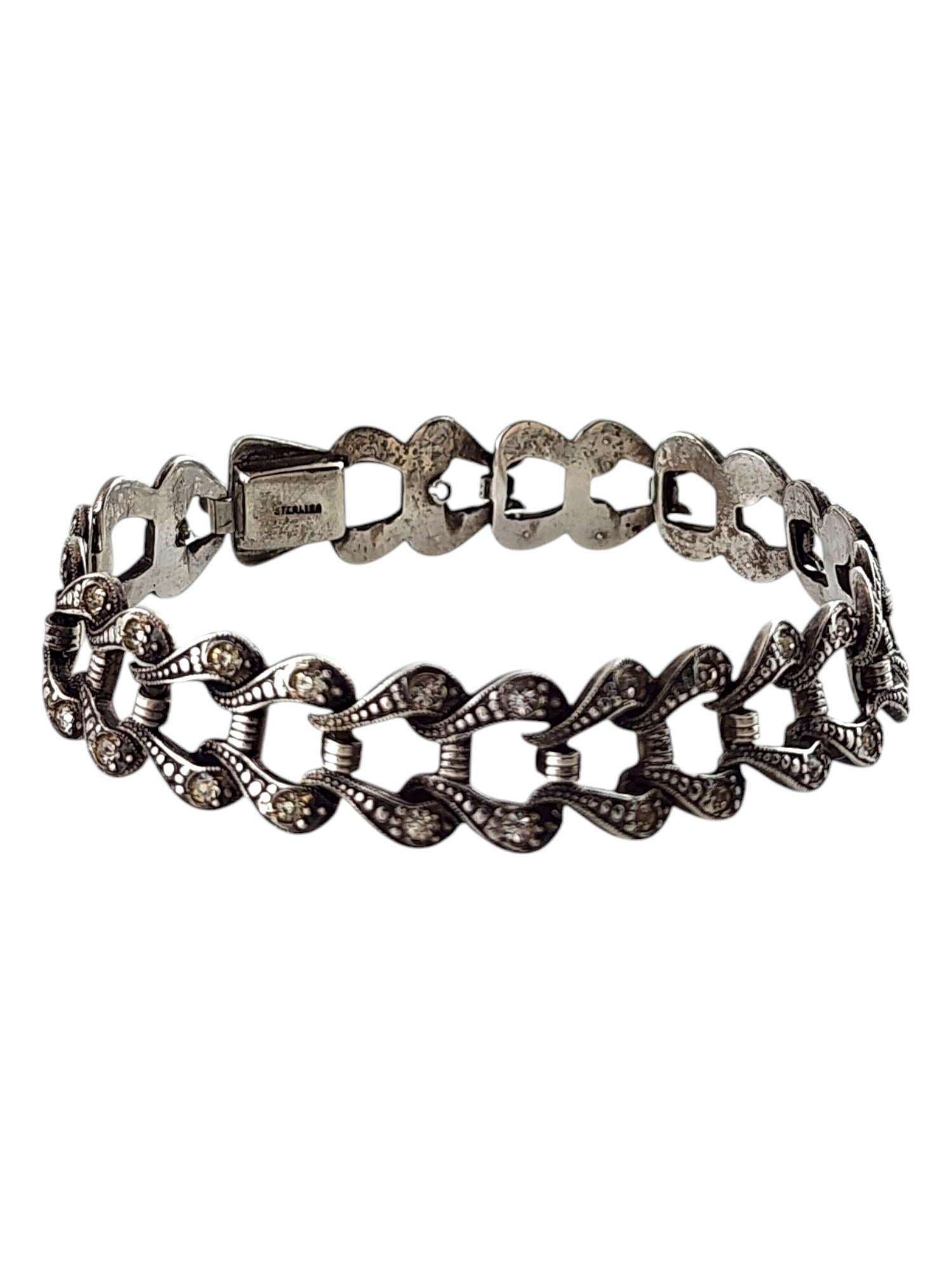 Mixed Cut Art Deco Paste Stones Sterling Silver Bracelet #20062 For Sale