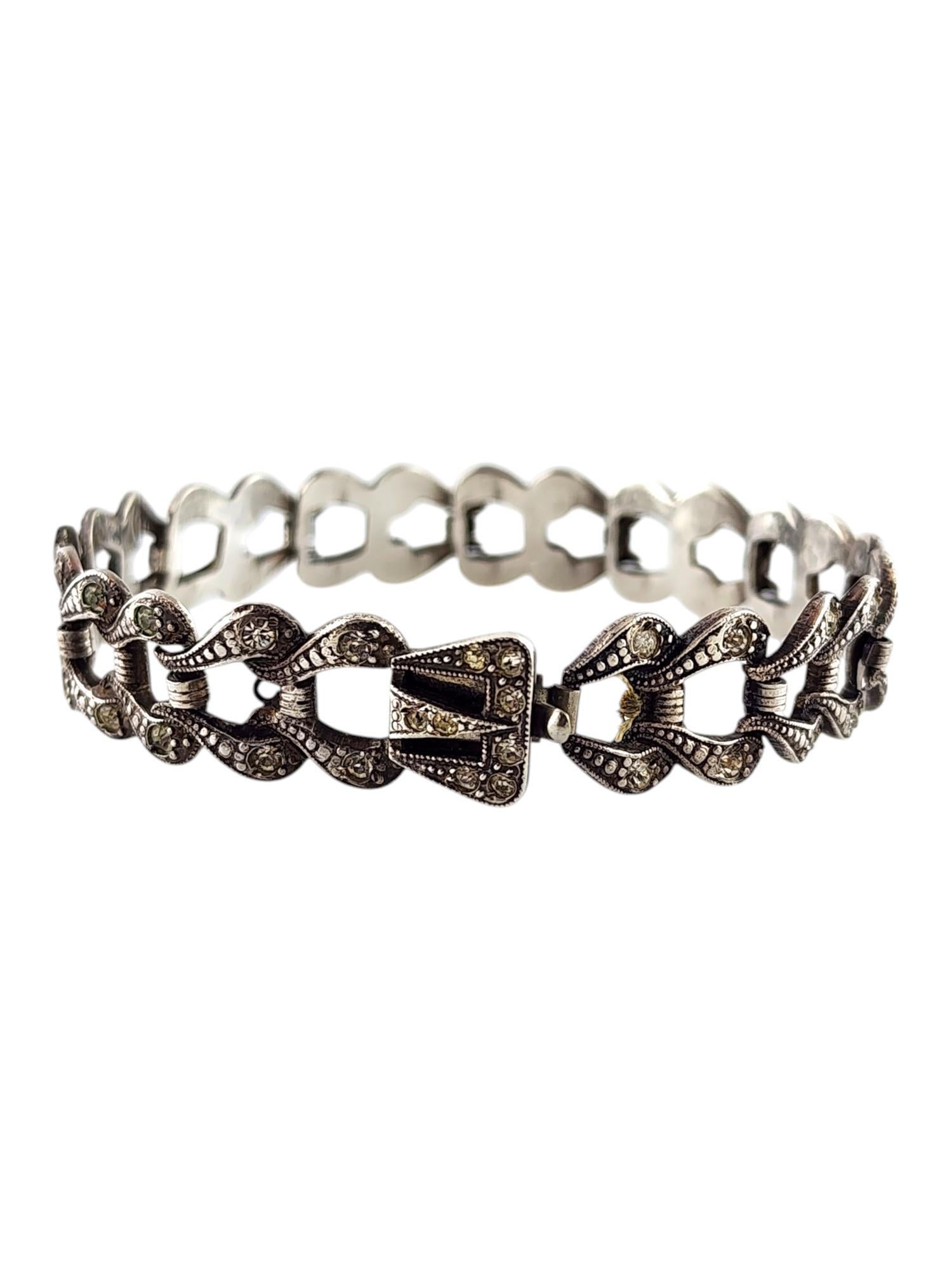 Women's Art Deco Paste Stones Sterling Silver Bracelet #20062 For Sale