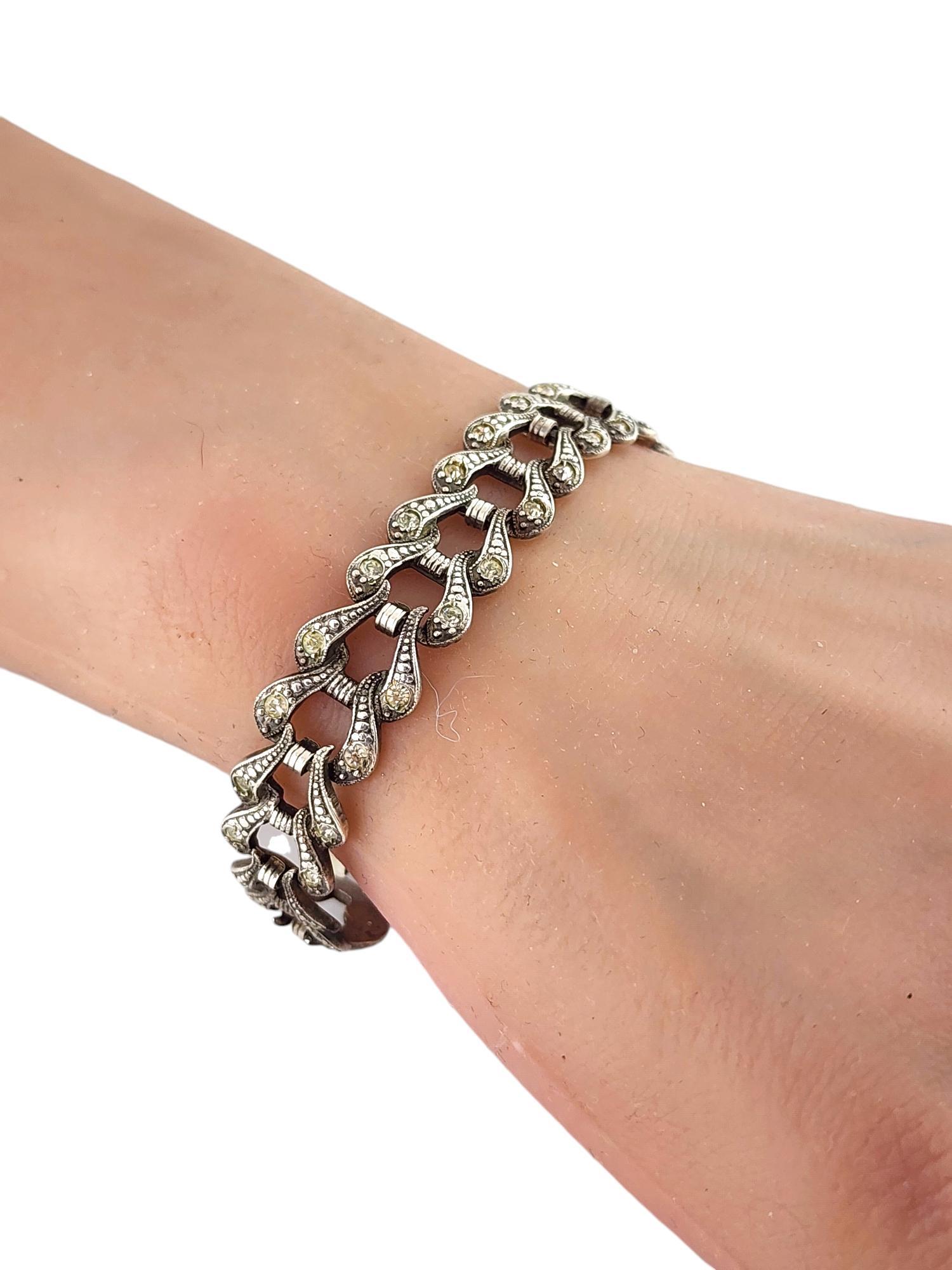 Art Deco Paste Stones Sterling Silver Bracelet #20062 For Sale 2