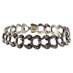 Art Deco Paste Stones Sterling Silver Bracelet #20062