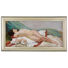 Pastel Art Déco d'un nu couché Yves Diey France 1940