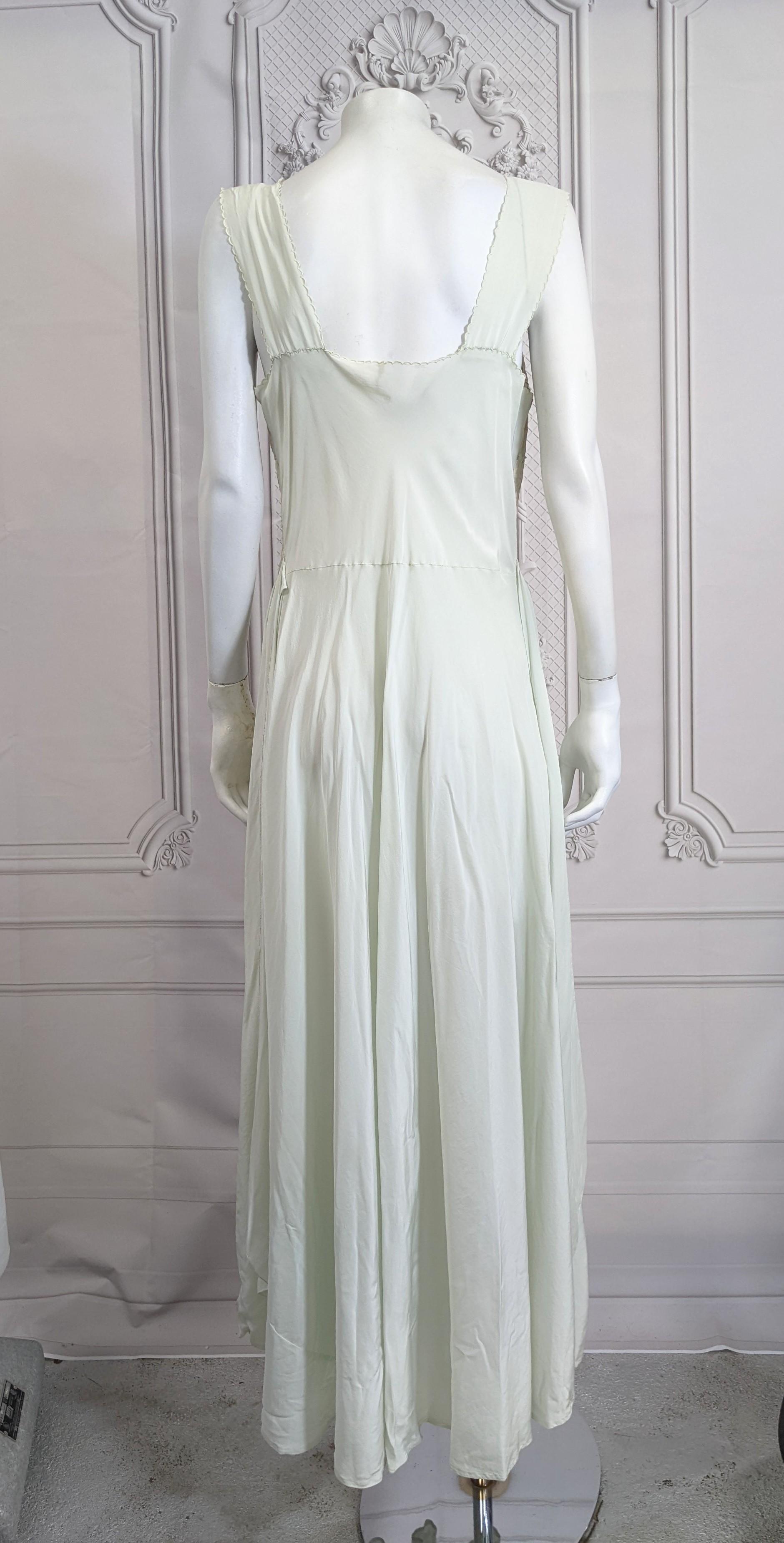 Art Deco Pastel Silk Crepe Floral Invisibly Embroidered Slip Gown  7