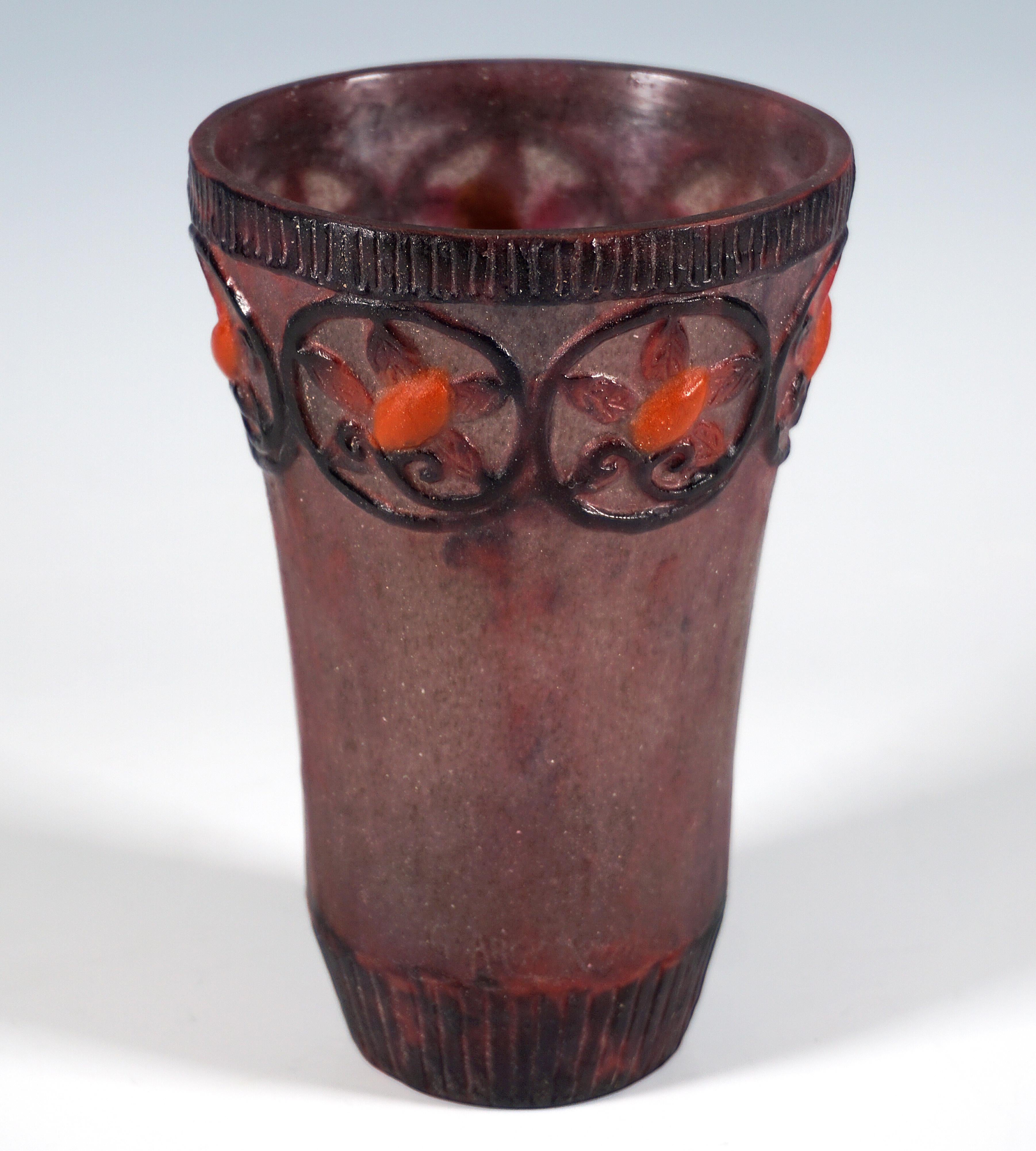 Art Deco Art Déco Pâte de Verre Beaker 'Fruits Et Volutes', Gabriel Argy-Rousseau, Paris