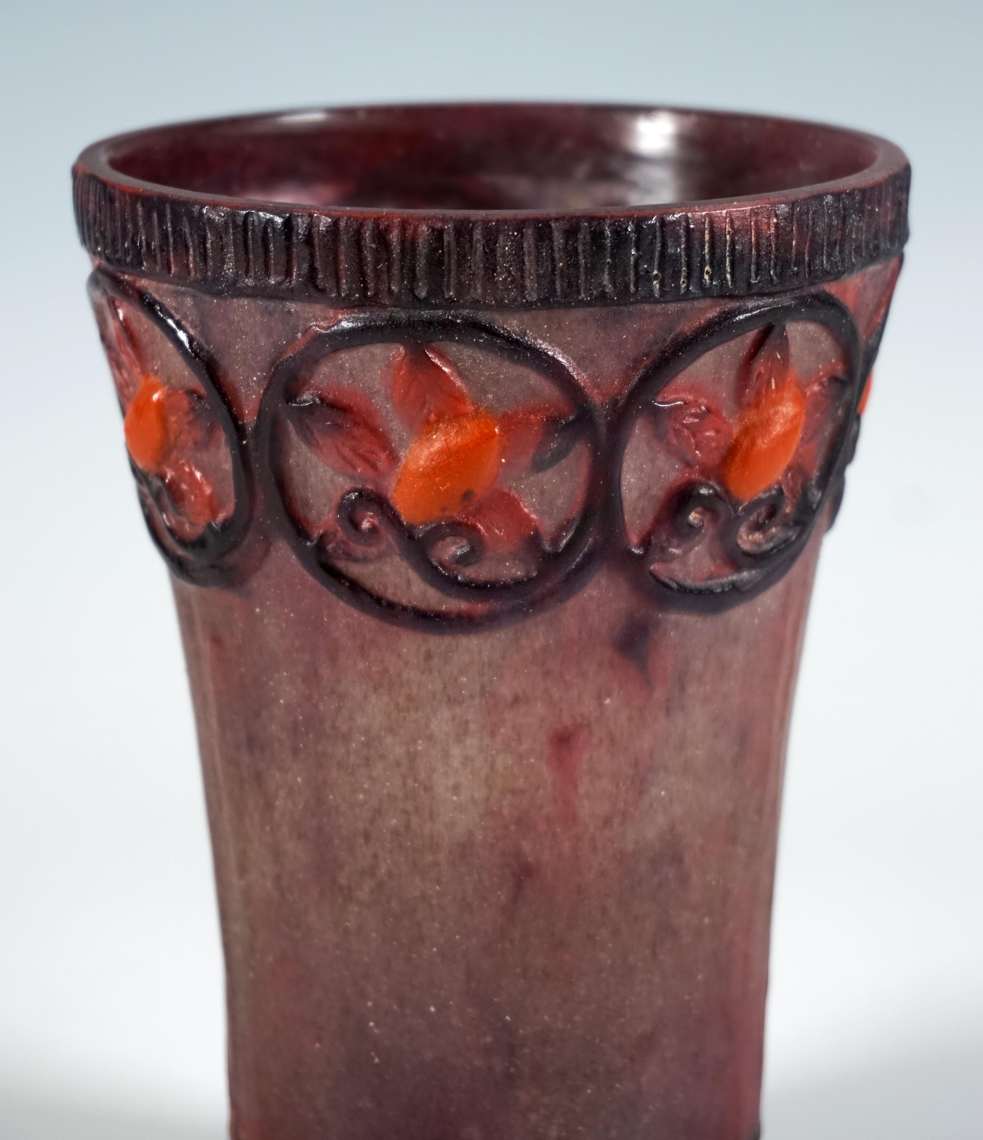 French Art Déco Pâte de Verre Beaker 'Fruits Et Volutes', Gabriel Argy-Rousseau, Paris