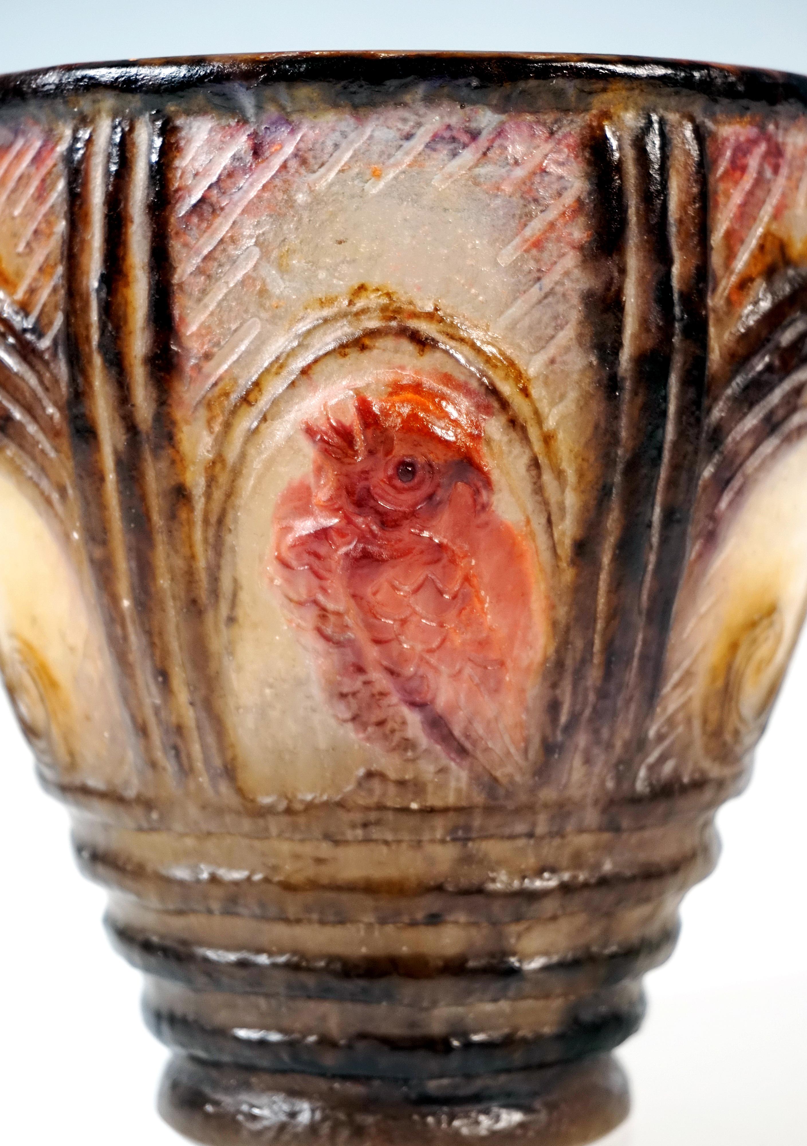 Early 20th Century Art Deco Pâte de Verre Beaker 'Lion Et Chouette', Gabriel Argy-Rousseau, Paris For Sale