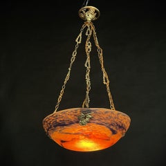 Plafonnier Art Déco Pate De Verre de Noverdy, années 1930