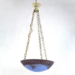 Art Deco Pate De Verre Chandelier by Muller Strasbourg, 1930s