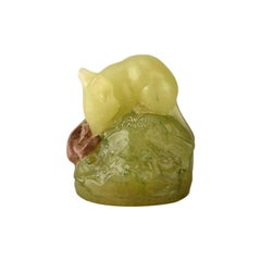 Art Deco Pate-De-Verre Glass "Mouse on a Rock" by Amalric Walter