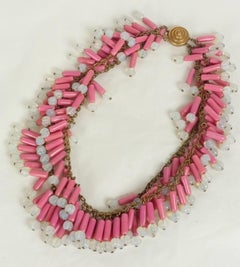 Art Deco Pate de Verre Toggle Drop Necklace