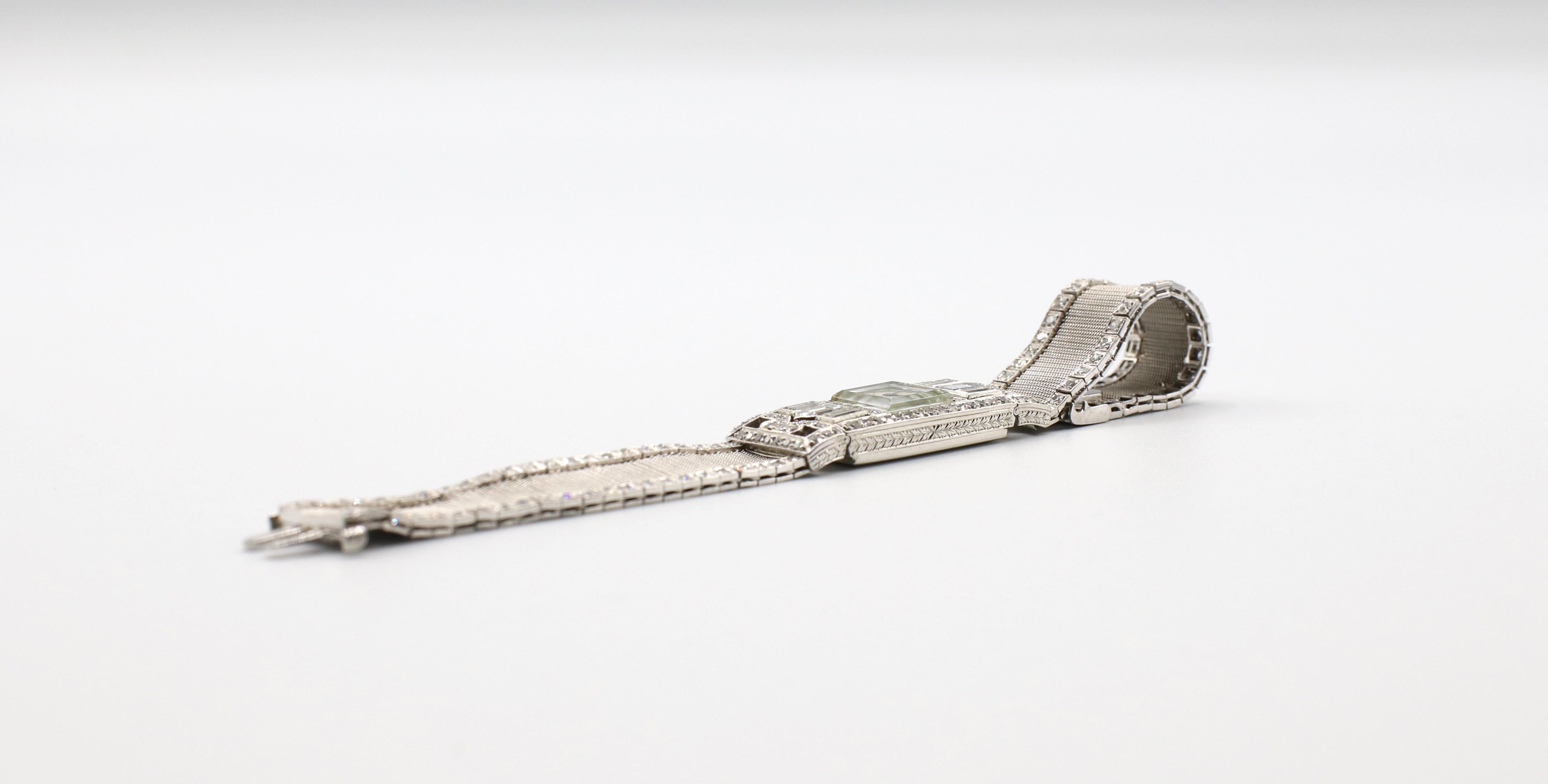 Art Deco Patek Philippe Platinum Mesh Diamond Ladies Dress Watch 5